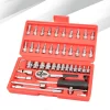 Kit ferramentas 46/pçs chave catraca reversível com caixa soquete.