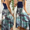 Vestido longo sling retalhos impressão irregular - Imagem 3