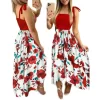 Vestido longo sling retalhos impressão irregular - Imagem 9